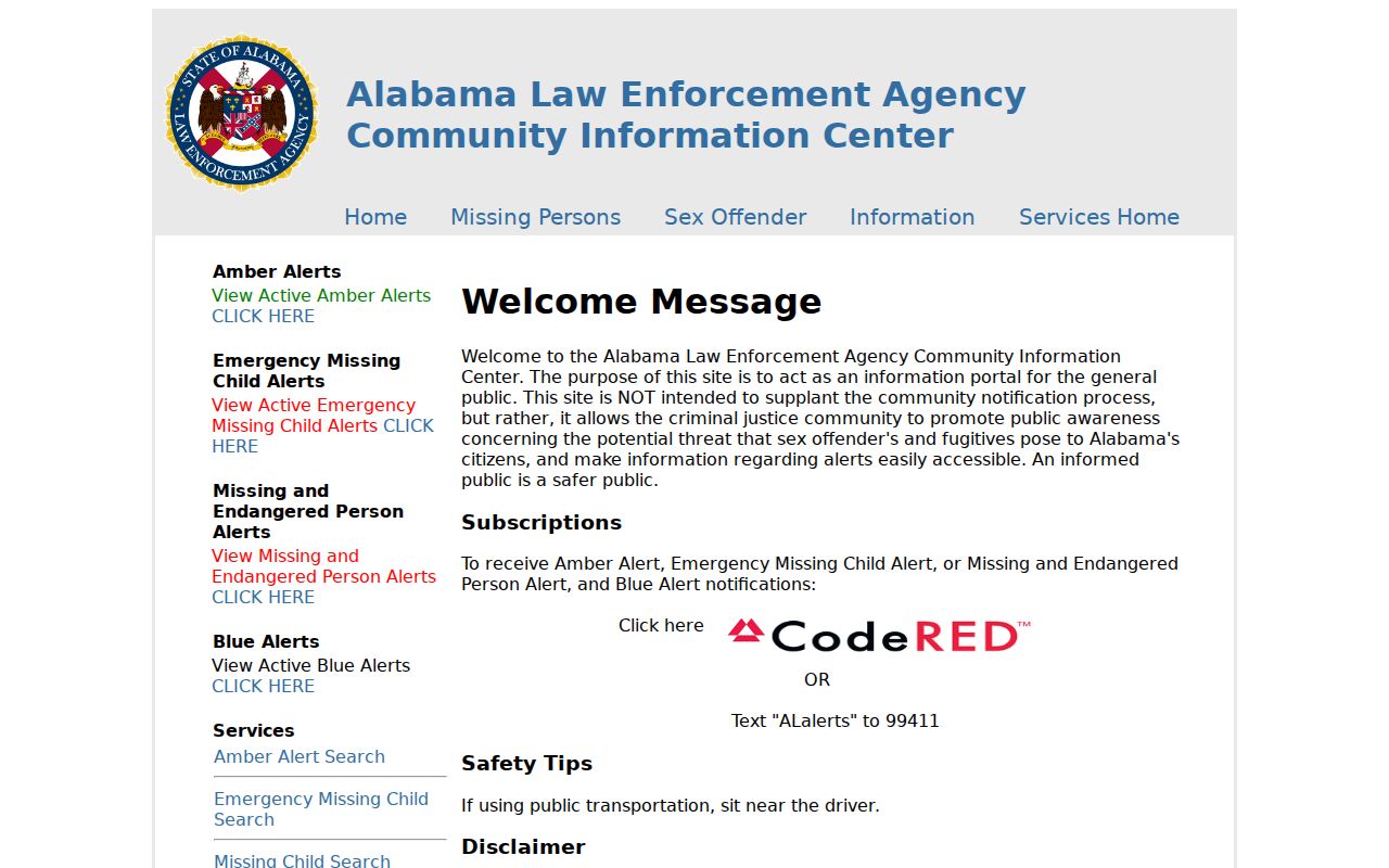 Macon County arrest records ALEA registry screen