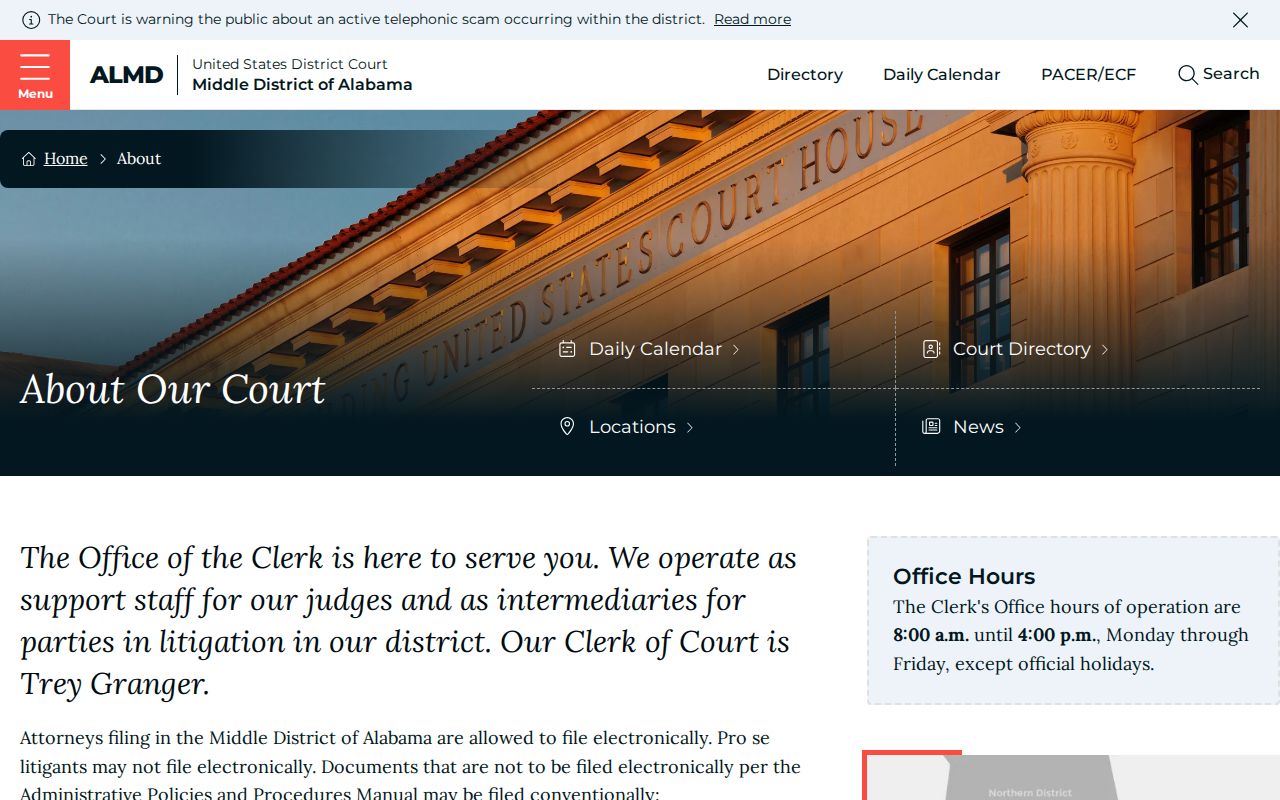 Macon County federal court dockets office information