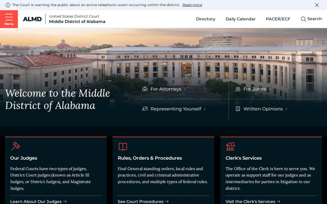 Macon County federal court dockets Middle District homepage