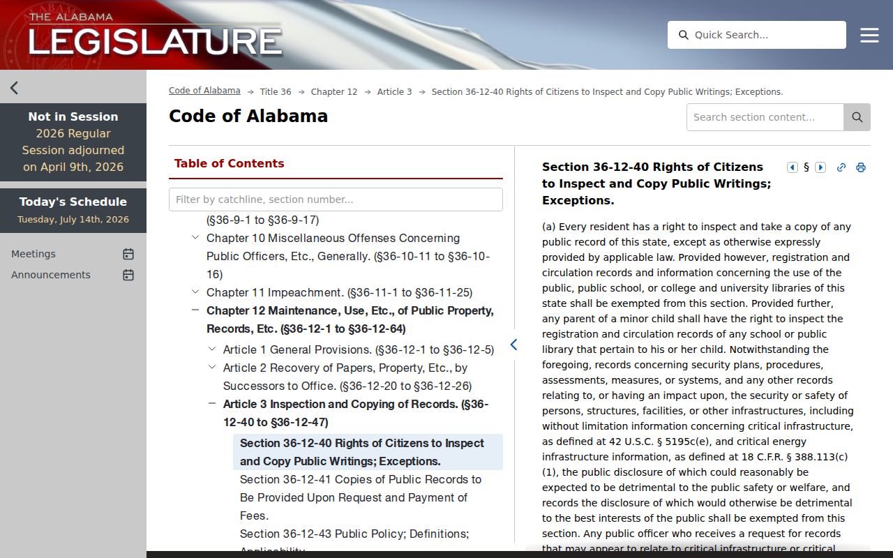 Macon County court records Alabama public records statute