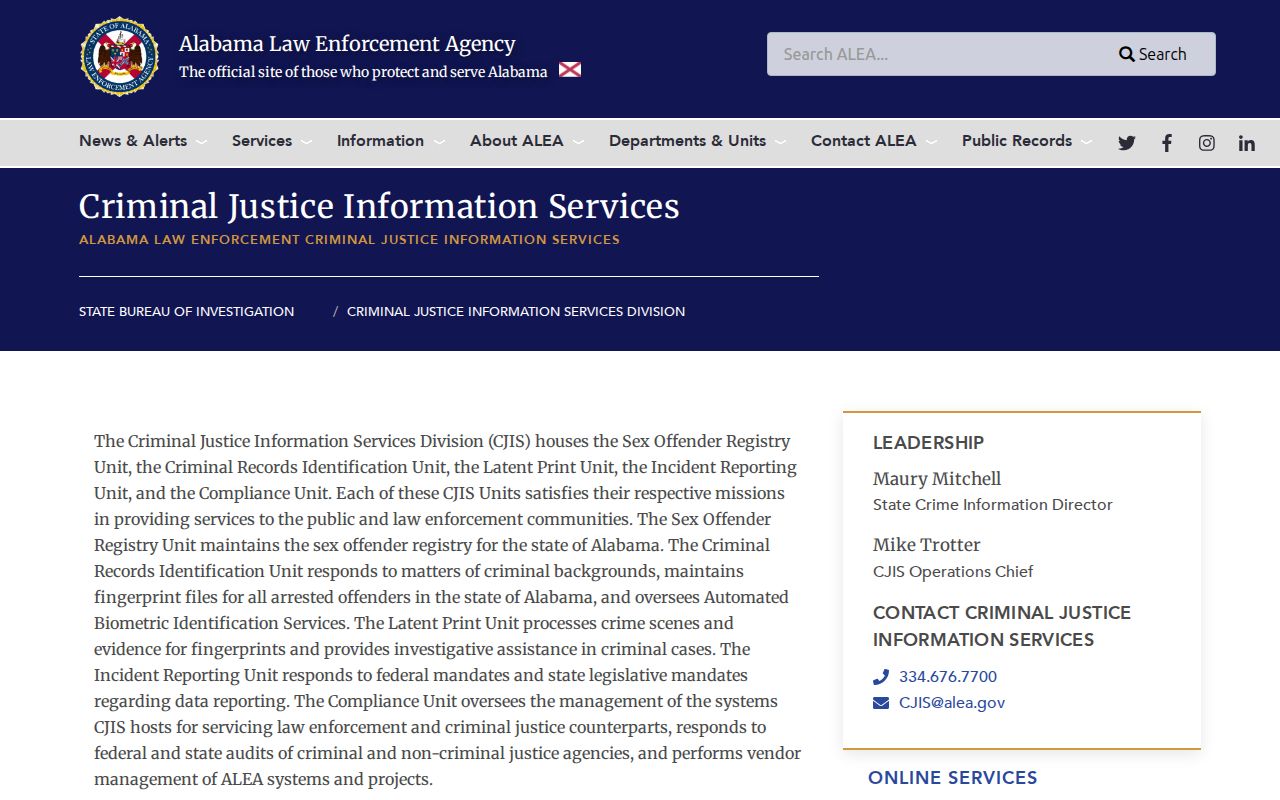 Macon County criminal court records ALEA criminal justice services