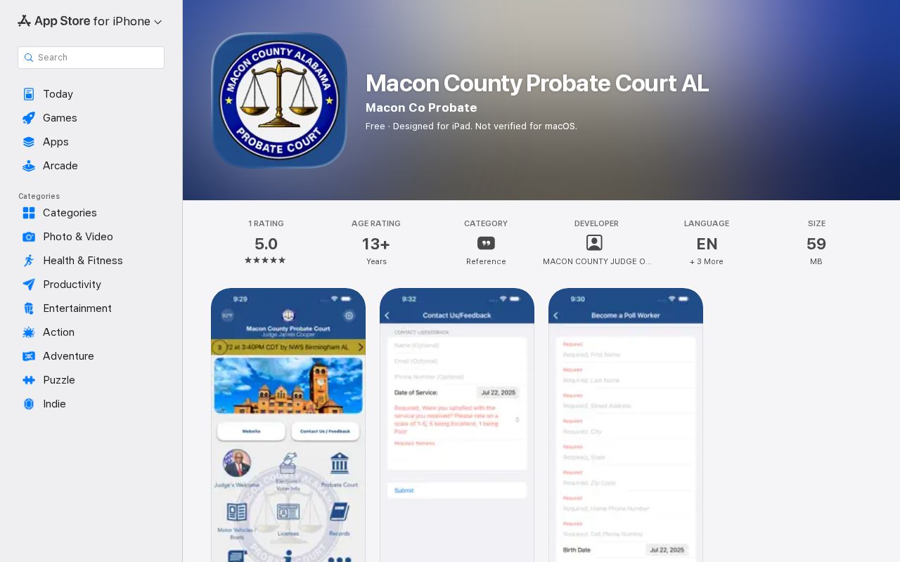 Macon County District Court separate Probate Court Apple app