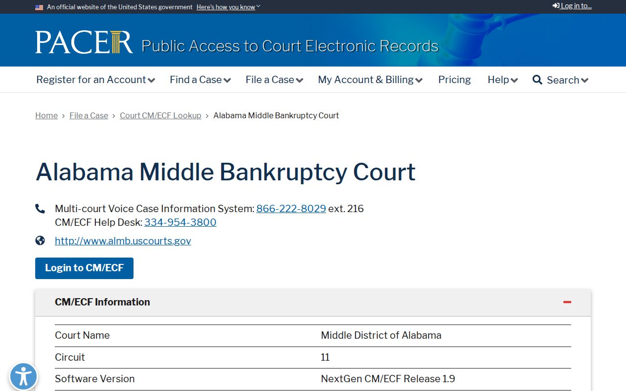 Macon County District Court separate PACER bankruptcy lookup