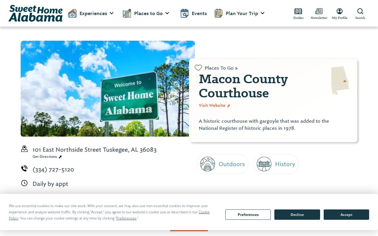 Historic Macon County Court courthouse in Tuskegee