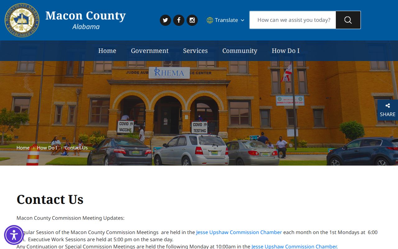 Macon County Court courthouse contact information in Tuskegee