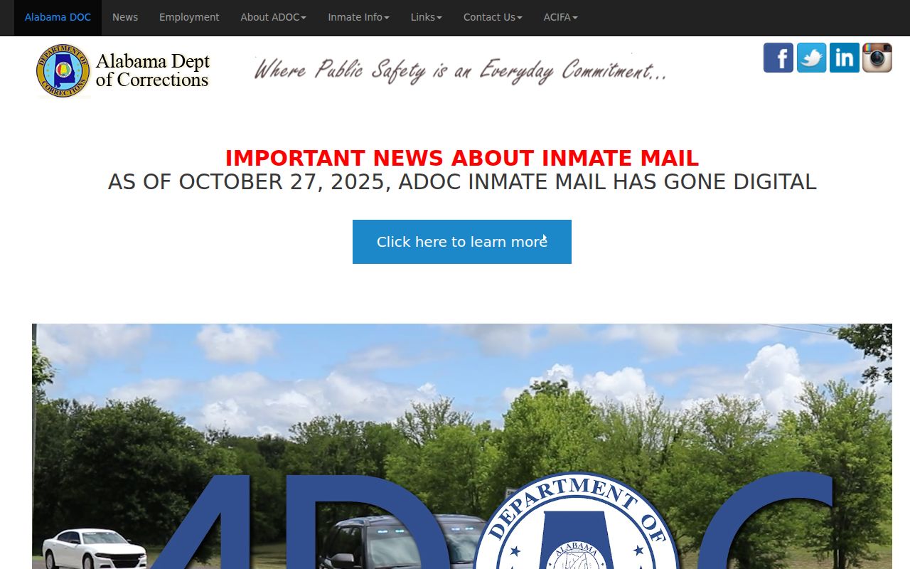 Macon County inmate records ADOC homepage