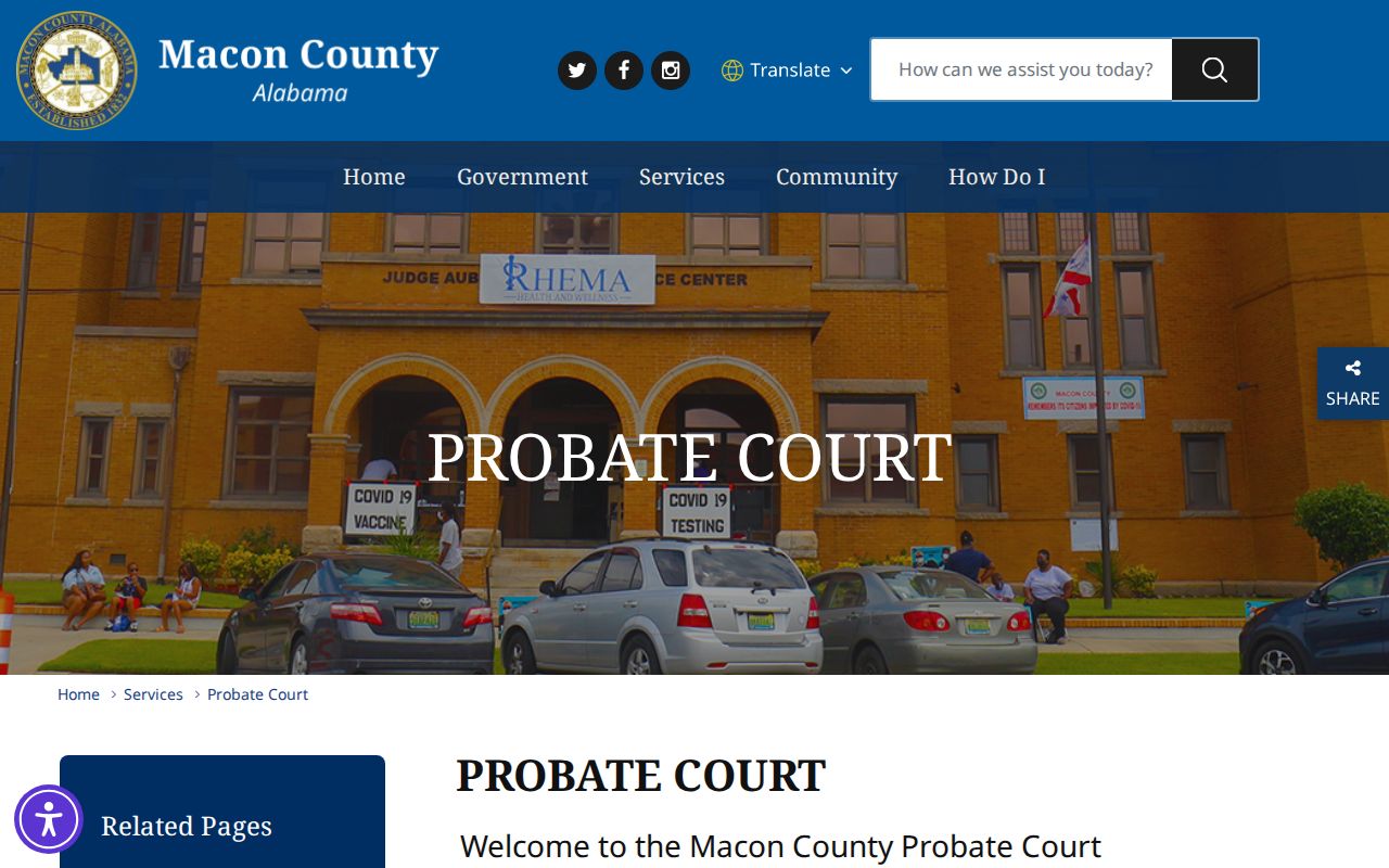 Macon County probate records and Probate Court duties page