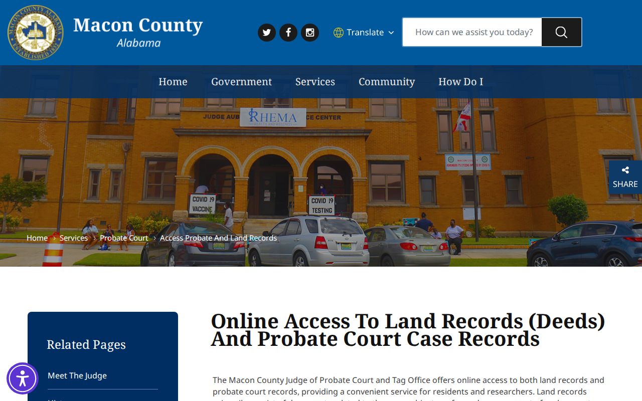 Macon County probate records online coverage and office access
